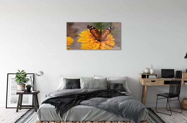 Quadro in vetro Fiore di farfalla colorato 100x50 cm 2 appendini