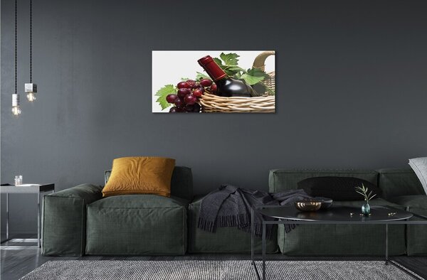 Quadro su vetro Cesto di uva da vino 100x50 cm 2 appendini