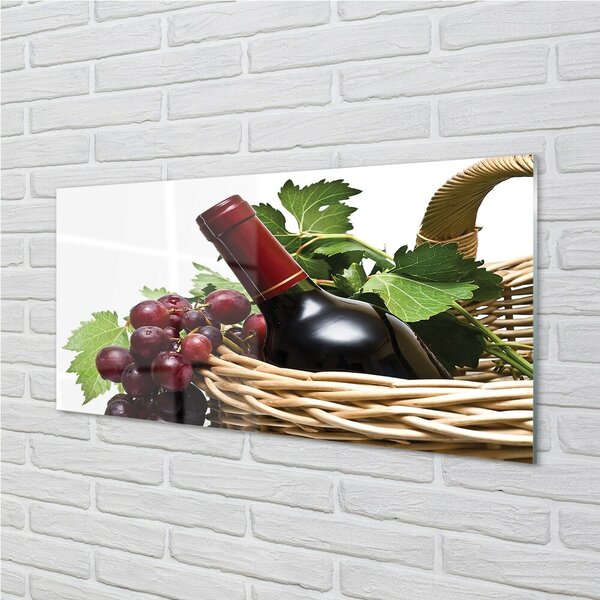Quadro su vetro Cesto di uva da vino 100x50 cm 2 appendini