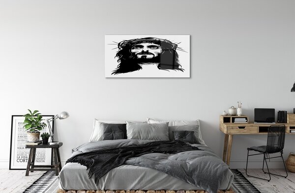 Quadro vetro Illustrazione di gesù 100x50 cm 2 appendini