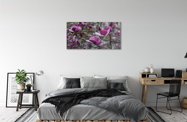 Quadro vetro Magnolia viola 100x50 cm 2 appendini