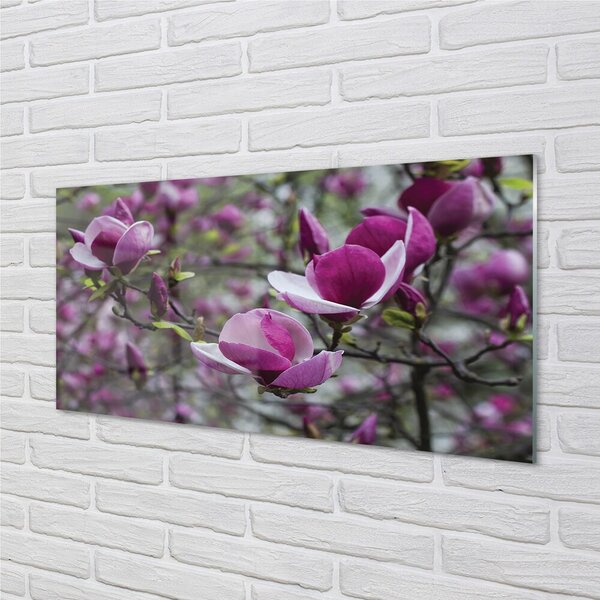 Quadro vetro Magnolia viola 100x50 cm 2 appendini