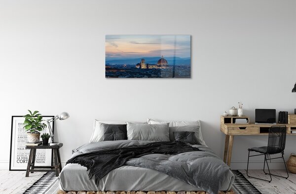 Quadro su vetro Italia cattedrale panorama notte 100x50 cm 2 appendini