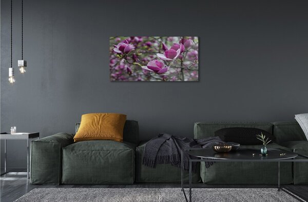 Quadro vetro Magnolia viola 100x50 cm 2 appendini