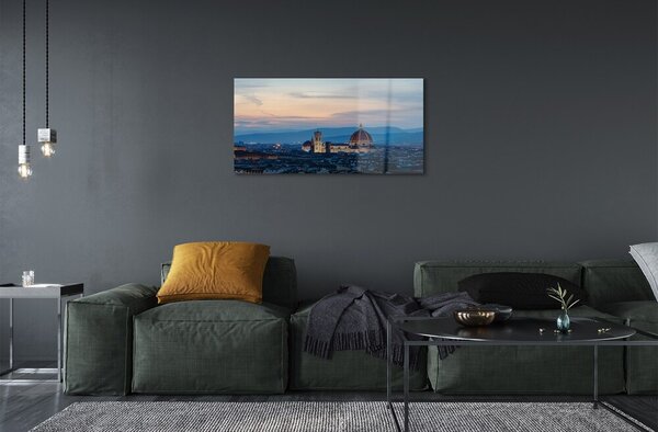 Quadro su vetro Italia cattedrale panorama notte 100x50 cm 2 appendini