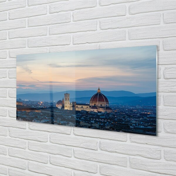 Quadro su vetro Italia cattedrale panorama notte 100x50 cm 2 appendini