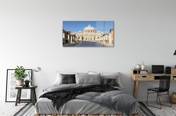 Quadro di vetro Roma cattedrale strade edifici 100x50 cm 2 appendini