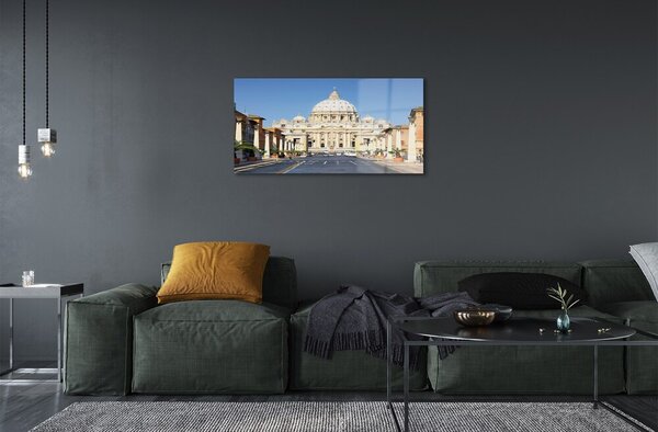 Quadro di vetro Roma cattedrale strade edifici 100x50 cm 2 appendini