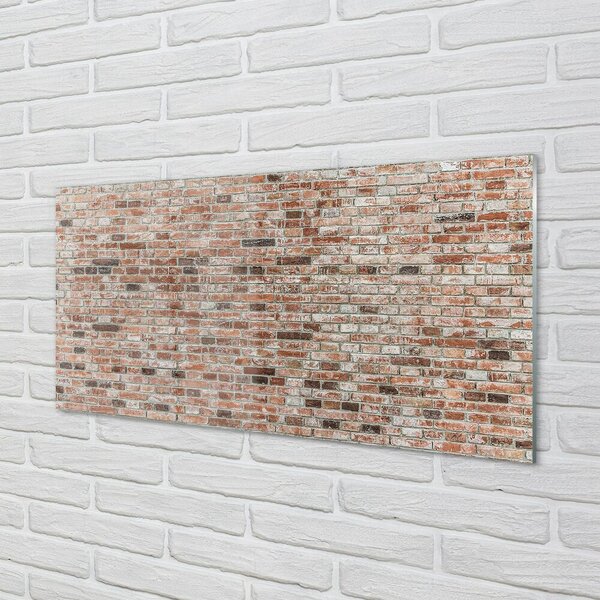 Quadro di vetro Muro di mattoni vintage 100x50 cm 2 appendini