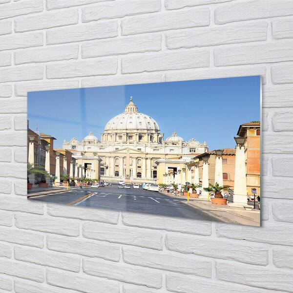 Quadro di vetro Roma cattedrale strade edifici 100x50 cm 2 appendini