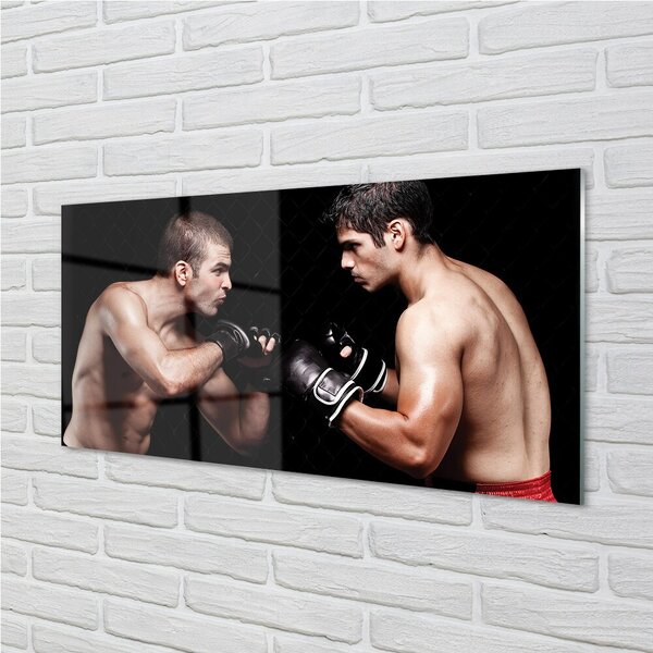 Quadro di vetro Lotta con i guanti 100x50 cm 2 appendini