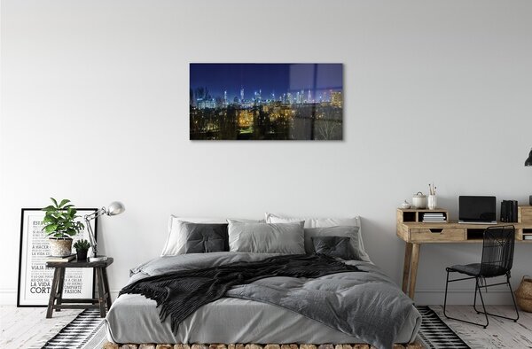 Quadro vetro Panorama notturno di varsavia 100x50 cm 2 appendini