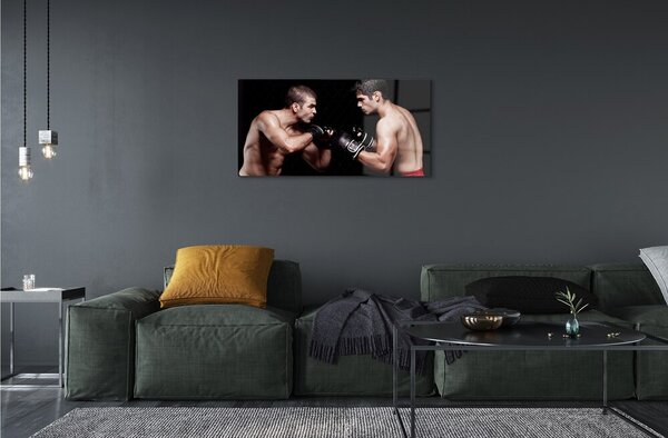 Quadro di vetro Lotta con i guanti 100x50 cm 2 appendini