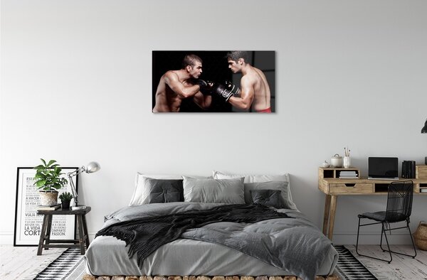 Quadro di vetro Lotta con i guanti 100x50 cm 2 appendini