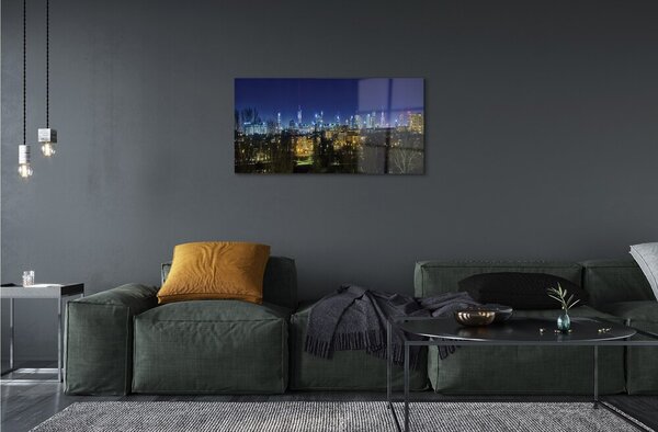 Quadro vetro Panorama notturno di varsavia 100x50 cm 2 appendini