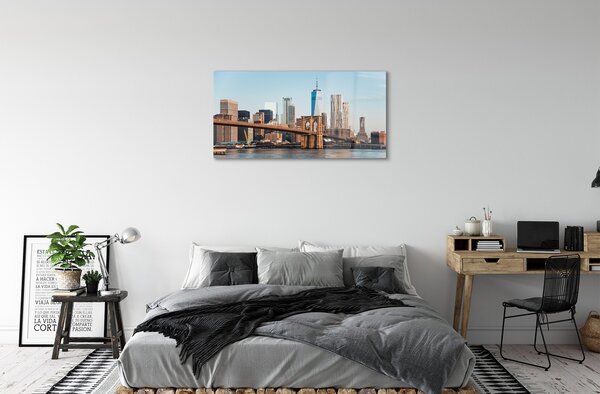 Quadro in vetro Panorama ponte fiume 100x50 cm 2 appendini