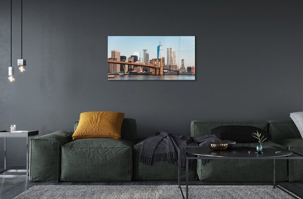 Quadro in vetro Panorama ponte fiume 100x50 cm 2 appendini