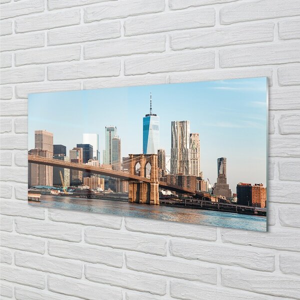 Quadro in vetro Panorama ponte fiume 100x50 cm 2 appendini