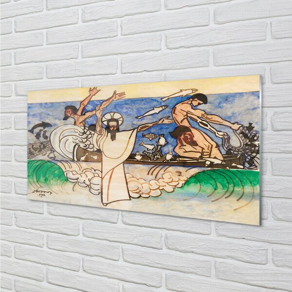 Quadro di vetro Schizzo di gesù il mare 100x50 cm 2 appendini