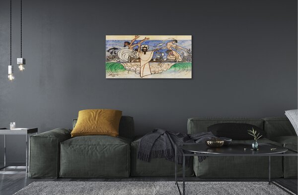 Quadro di vetro Schizzo di gesù il mare 100x50 cm 2 appendini