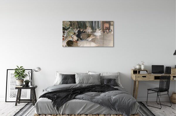 Quadro vetro Prova di balletto sul palcoscenico - edgar degas 100x50 cm 2 appendini