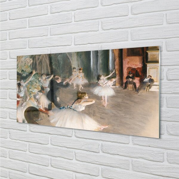 Quadro vetro Prova di balletto sul palcoscenico - edgar degas 100x50 cm 2 appendini