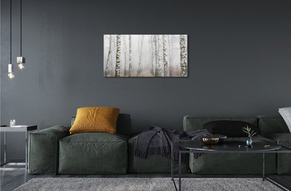 Quadro vetro Nebbia di betulla 100x50 cm 2 appendini