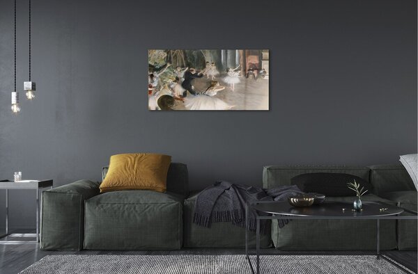 Quadro vetro Prova di balletto sul palcoscenico - edgar degas 100x50 cm 2 appendini