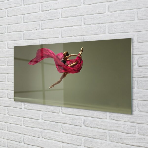 Quadro in vetro Spago donna tessuto rosa 100x50 cm 2 appendini