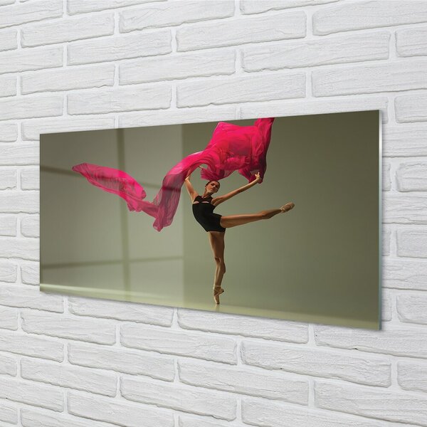 Quadro in vetro Tessuto rosa ballerina 100x50 cm 2 appendini