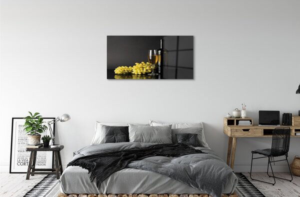 Quadro di vetro Bottiglia di vino alla frutta 100x50 cm 2 appendini