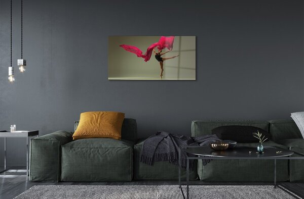 Quadro in vetro Tessuto rosa ballerina 100x50 cm 2 appendini