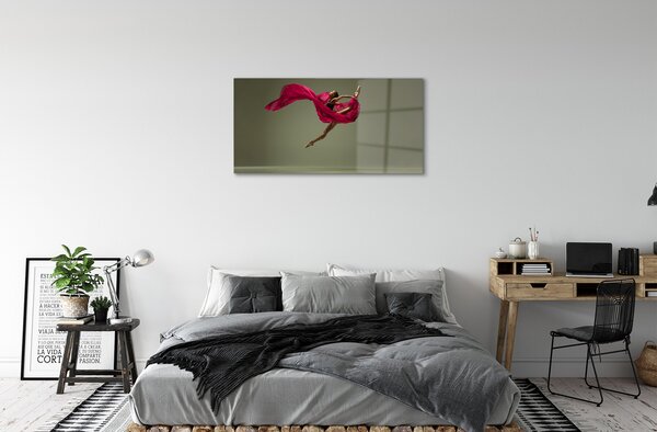 Quadro in vetro Spago donna tessuto rosa 100x50 cm 2 appendini