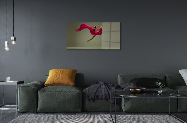 Quadro in vetro Spago donna tessuto rosa 100x50 cm 2 appendini