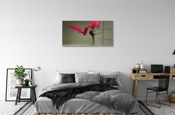 Quadro in vetro Tessuto rosa ballerina 100x50 cm 2 appendini