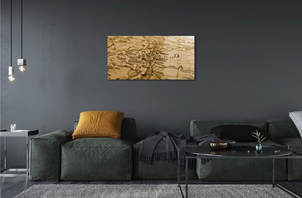 Quadro in vetro Vecchia mappa 100x50 cm 2 appendini