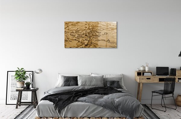 Quadro in vetro Vecchia mappa 100x50 cm 2 appendini