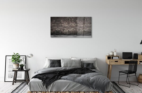 Quadro su vetro Muro di mattoni vintage 100x50 cm 2 appendini