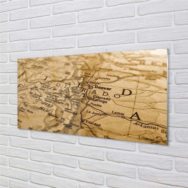 Quadro in vetro Vecchia mappa 100x50 cm 2 appendini