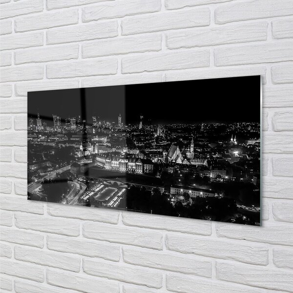 Quadro in vetro Varsavia panorama notturno grattacieli 100x50 cm 2 appendini