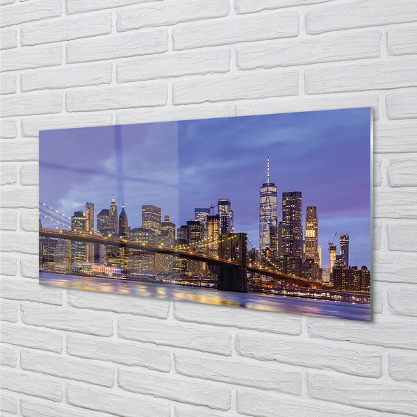 Quadro su vetro Ponte sul fiume al tramonto 100x50 cm 2 appendini