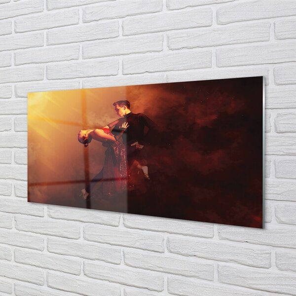 Quadro di vetro Persone che ballano pioggia fumo 100x50 cm 2 appendini