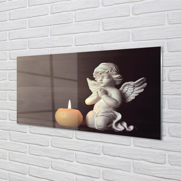 Quadro vetro Candela angelo della preghiera 100x50 cm 2 appendini