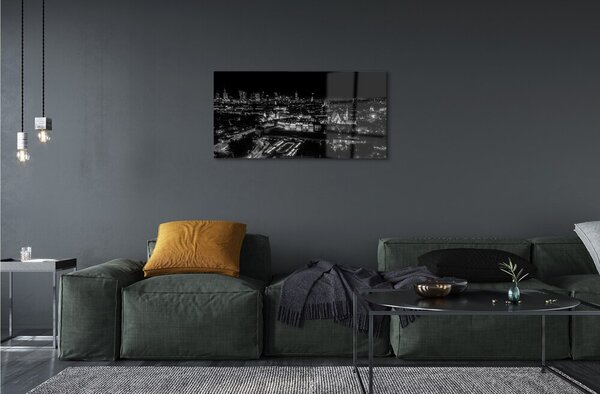 Quadro in vetro Varsavia panorama notturno grattacieli 100x50 cm 2 appendini