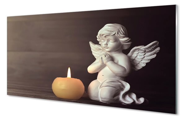Quadro vetro Candela angelo della preghiera 100x50 cm