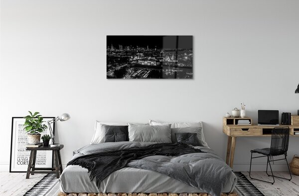 Quadro in vetro Varsavia panorama notturno grattacieli 100x50 cm 2 appendini