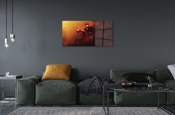 Quadro di vetro Persone che ballano pioggia fumo 100x50 cm 2 appendini