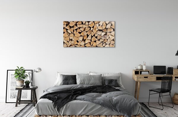 Quadro su vetro Stoccaggio della legna da ardere 100x50 cm 2 appendini