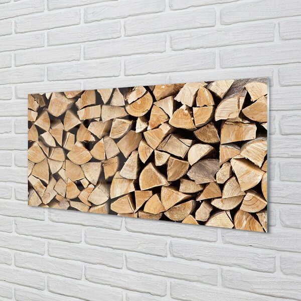 Quadro su vetro Stoccaggio della legna da ardere 100x50 cm 2 appendini