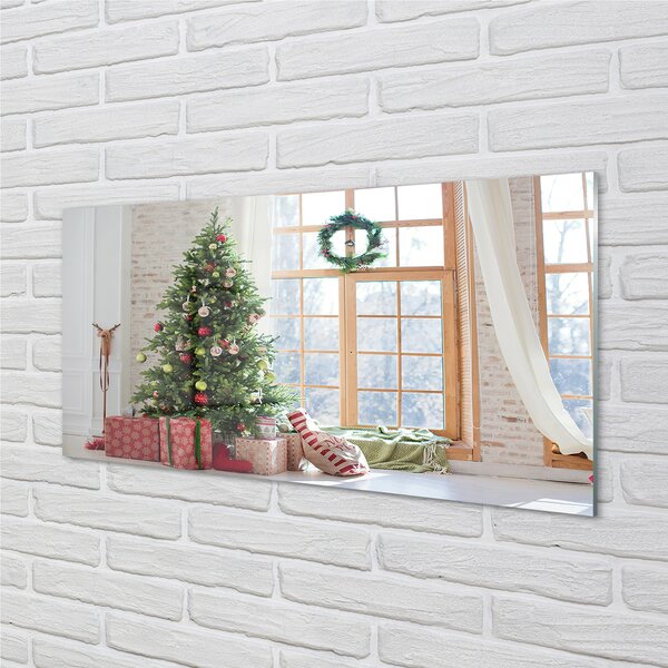 Quadro in vetro Regali per alberi di natale 100x50 cm 2 appendini